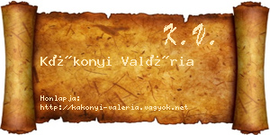 Kákonyi Valéria névjegykártya